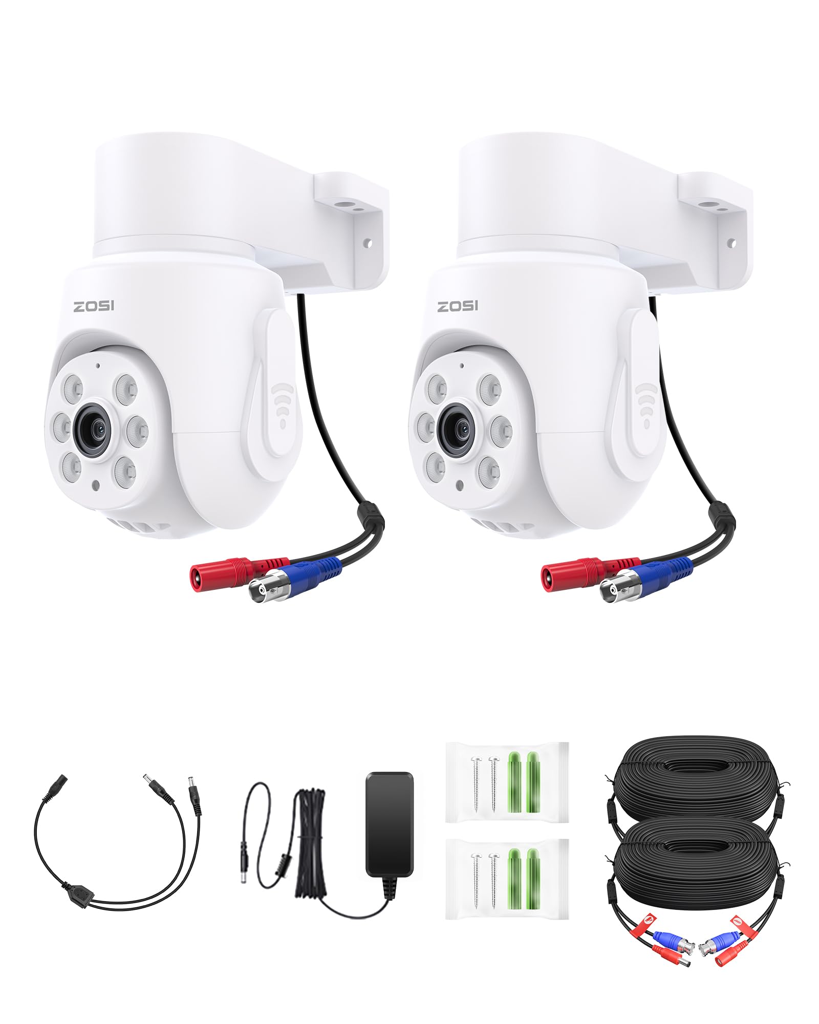 Amazon.com: ZOSI 2 Pack 360°View Pan Tilt 1080P Wired Analog HD